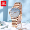 6893 OLEVS, reloj de pulsera de cuarzo para mujer, precios baratos, reloj impermeable de malla de acero con logotipo para mujer